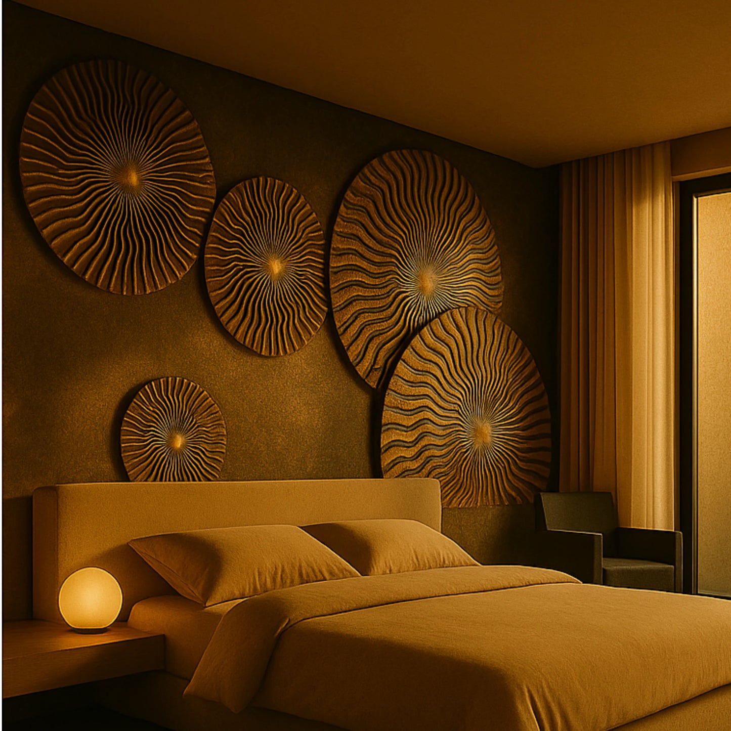 Orbis Artistic Mural Wall Art | 8ft x 4ft Engineered Stone Panel | Handcrafted Abstract Design for Entryway, Foyer & Living Room | Statement Wall Décor |